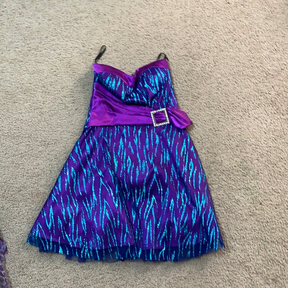 Purple and blue zebra print dress